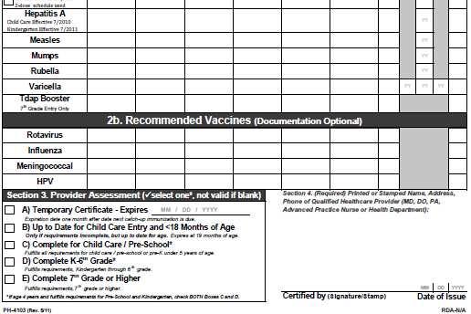 Provider Assessment NOT VALID IF BLANK Clarified the categories (no actual changes in eligibility) Section 4.