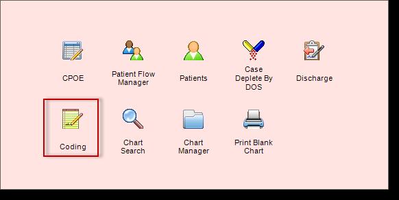 make crrectins. The Cding windw is accessed by selecting the EHR frm the Managers list n the left f the Visin main windw.