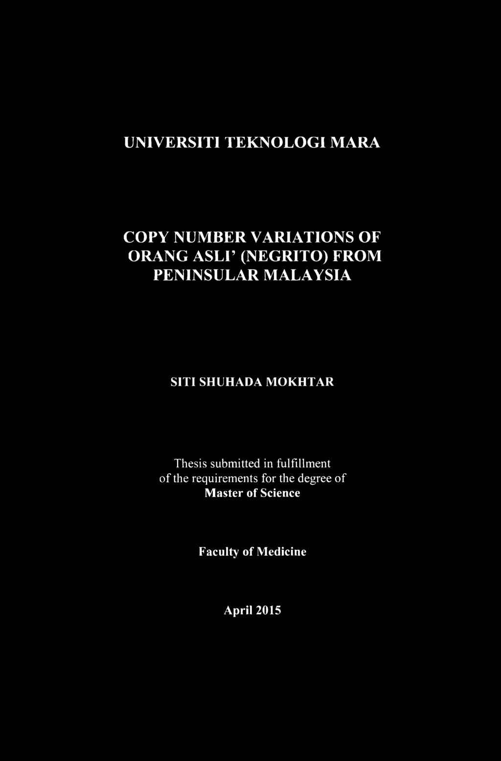 MOKHTAR Thesis submitted in fulfillment of the requirements