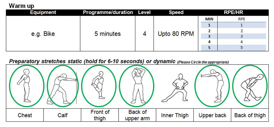Warm Up In the Warm Up component, you need to demonstrate the progressive intensity increase within