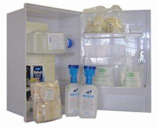 Eye Wash Station: Contents Included: Units: Swabs Sterile 50 x 50 x 8ply Trident 5 s 2 Spray Kleen Top (Red) 3 Gloves Pairs 4 Chett