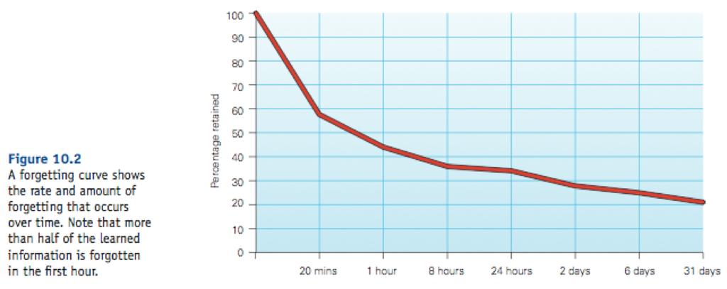 Ebbinghaus Curve Rate: rapid loss, gradual
