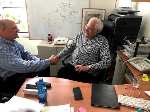 I met Dr. Zelig Eshhar at the Tel Aviv Sourasky Medical Center, the largest acute care facility in Israel, which treats over 400,000 patients per year. Dr. Eshhar explaining CAR T cell therapy to me at his office.