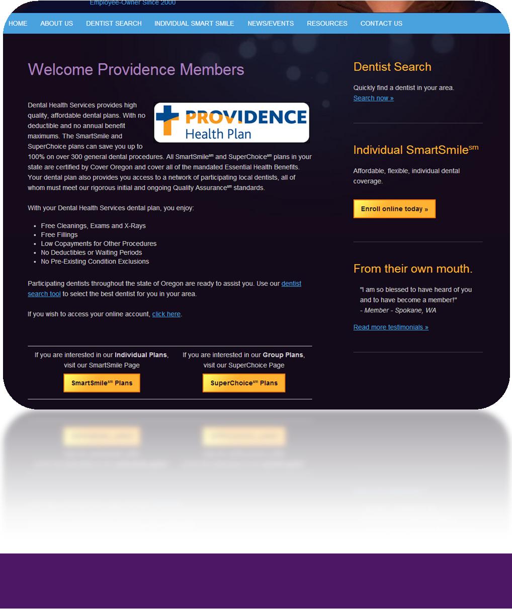 Customized Providence Website Landing
