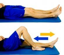 Heel Slide Lie on your back on a comfortable surface with knees straight.
