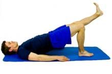Single Leg Bridging While lying on your back, raise your buttocks off the floor/bed into a bridge position.