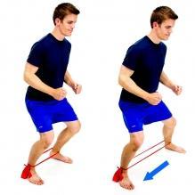 Elastic Band Side Stepping With an elastic band around both ankles, walk to the side while keeping your feet