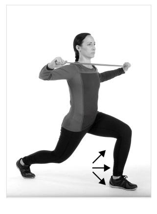 10. Upper Back Strengthening Lunges in Three Directions Repetition: 10 Stand with your feet together.