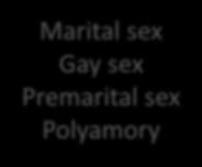 Pedophilia Bestiality Rape CONSENSUAL Marital sex Gay sex Premarital sex Polyamory
