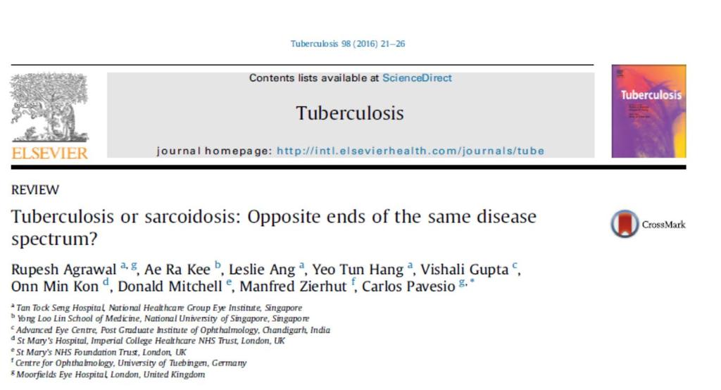 In our paper, we suggest that tuberculosis and sarcoidosis are two ends of the same spectrum.
