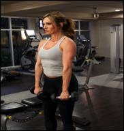 Up and Back: hold barbell or dumbbells in front of thighs, lift weight straight up in front to shoulder level, keep weight at shoulder level, then pull weight back towards