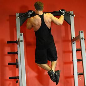 The upper torso should remain stationary as it moves through space (no swinging) and only the arms should move. The forearms should do no other work other than hold the bar. 4.