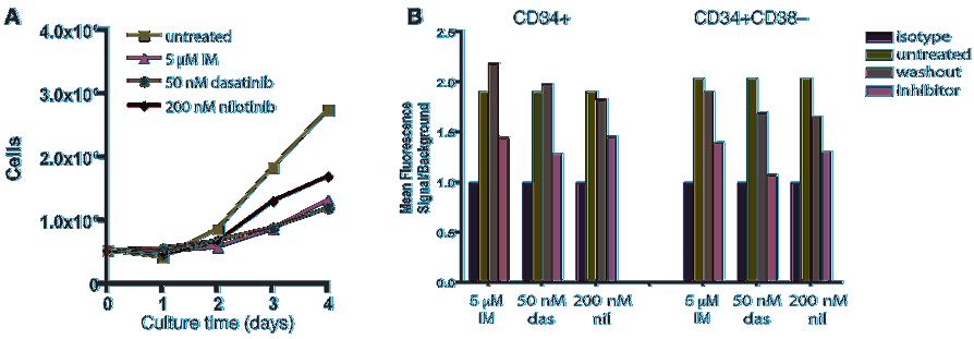 Figure 7 Sensitivity of CML stem and progenitor cells to imatinib, dasatinib, and nilotinib.