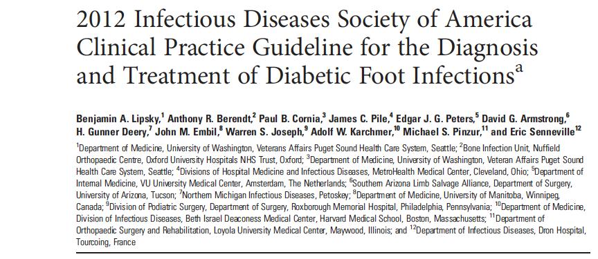 IDSA DFI Guidelines: Revised (2012) Clinical Infectious Diseases 2012;54(12):132 173 Published by