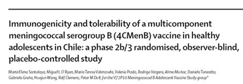 Meningococcal Vaccine Santolaya et al, Lancet 2012;379:617-24 Vesikari et al, Lancet