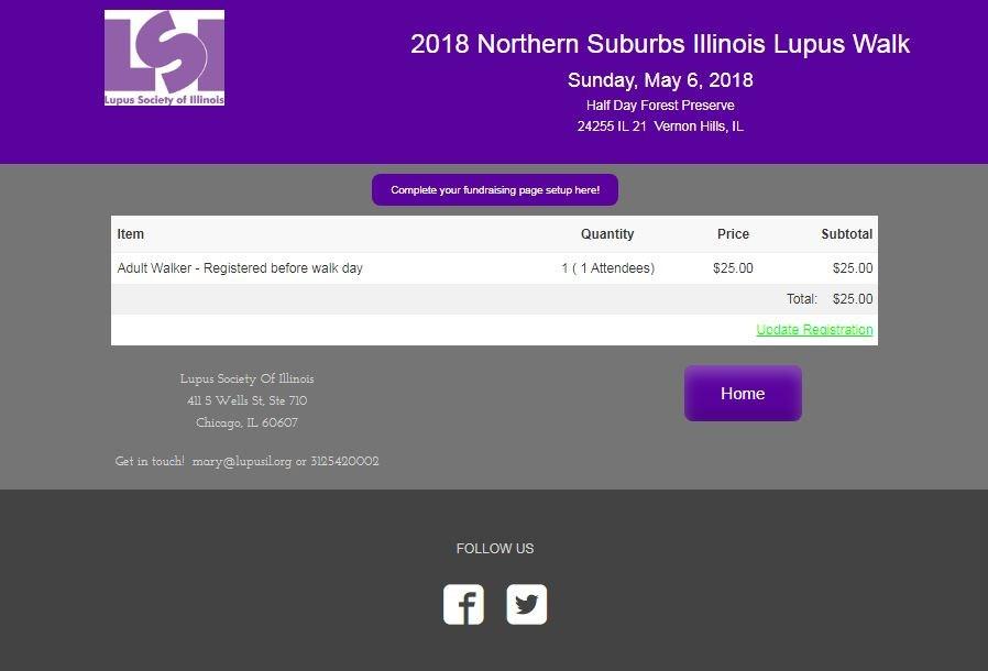 Everyone registered for the Illinois Lupus Walk will receive a fundraising page.