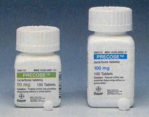 intestine) Acarbose (Precose) (b) side effects (most common) abdominal pain,