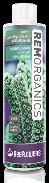 ReeFlowers RemOrganics rids your aquarium water of organic and inorganic harmful waste improving water quality. The solution eliminates ammonia, chlorine and heavy metals.