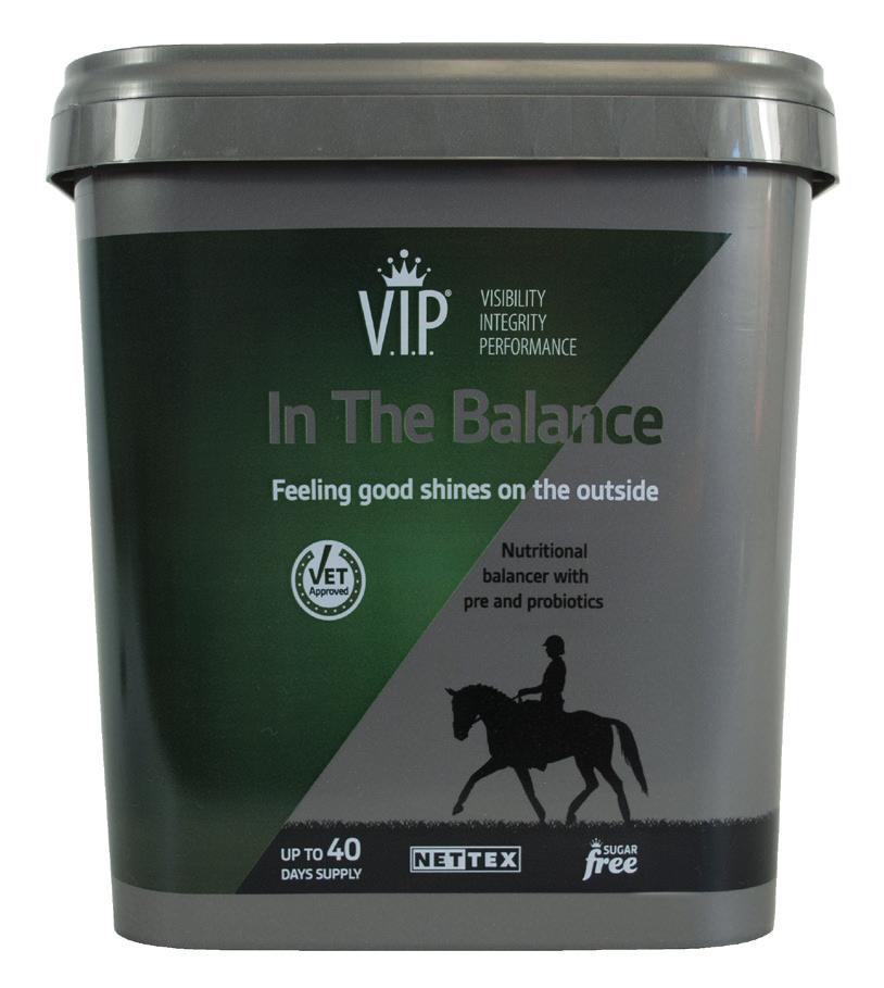 V.I.P. In The Balance Nutritional balancer with pre and probiotics to optimise gut health. Concentrated formula of vitamins, minerals and trace elements.