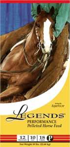 Legends Performance Pelleted Formula For mature performance and show horses 19 guaranteed nutrients Low carbohydrate level for calm behavior and less colic risk Fixed
