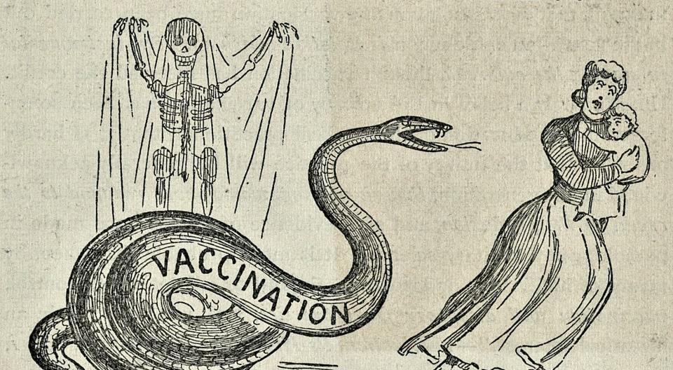 A cartoon from a December 1894 anti-vaccination