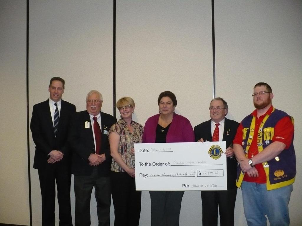 District N4 Diabetes Awareness At District N4 s recent Convention in St. John s, $ 23,739.55 in donations were presented.