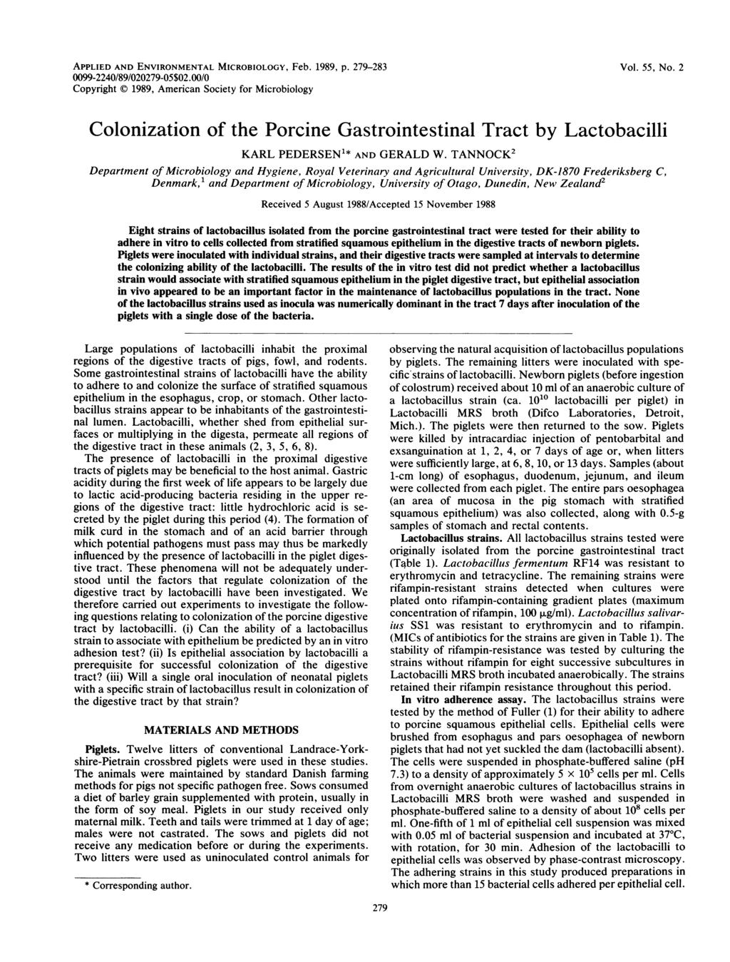 APPLIED AND ENVIRONMENTAL MICROBIOLOGY, Feb. 1989, p. 279-283 0099-2240/89/020279-05$02.00/0 Copyright C) 1989, American Society for Microbiology Vol. 55, No.