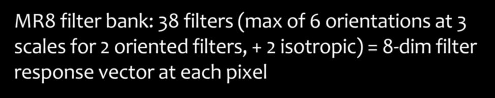 for 2 oriented filters, + 2 isotropic) = 8-dim filter response vector