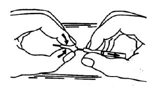 Procedure 6. During insertion, hold catheter hub between thumb and index finger. Notes 7. Pinch skin at site of insertion.