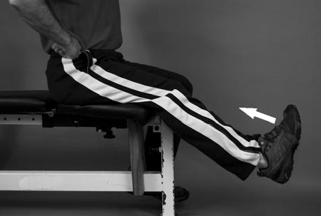 Straighten the knee until you feel a stretching sensation in the hamstring muscle or behind the knee (Picture 7).