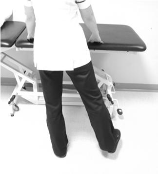 Operated leg only Stand upright, hold onto something for firm support and keep your upper body still.