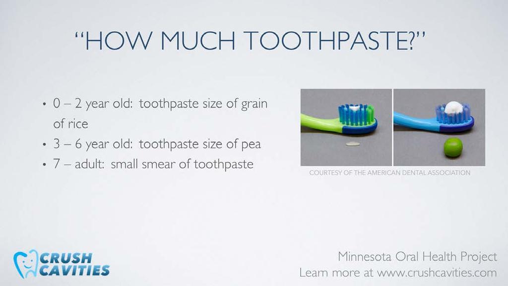 Many parents are hesitant to use fluoridated toothpaste with young children, but it is recommended by the American Dental Association.