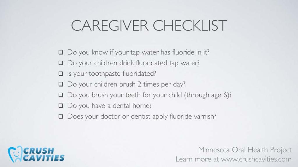 Let's go through the Caregiver Checklist. We can use this checklist to review what we have learned.