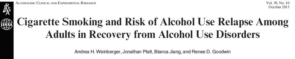 If daily smoker, sober, and after 3 years 54% increased risk in