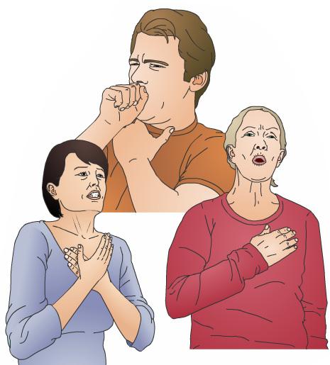 Chronic breathing problems can cause a range of symptoms, including: Chest congestion. Cough. Labored breathing. Shallow breathing. Wheezing.