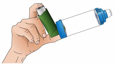 To get the medicine into your airway: 10. Take the inhaler out of your mouth if you closed your lips around it. 11. Hold your breath and count to 10 or more. 12.