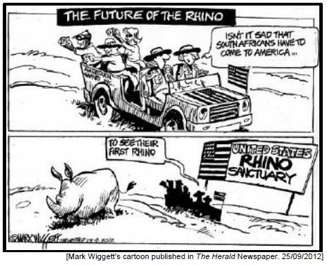 Question 3 (dapted from paper 1 exemplar 2014) The cartoon below shows the plight of the rhinoceros population in South frica. Study the cartoon and answer the questions that follow. 3.1 What is the main cause of a drastic decrease of the rhinoceros population in South frica?