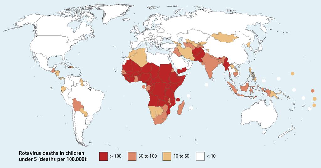 Rotavirus mortality in children younger than 5 years, 2008 estimate 95% of deaths occur in GAVI eligible countries Source:Tate J, Burton A, Boschi-Pinto C et al.