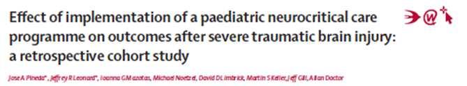 pediatric patients with severe TBI Primary outcome; rate of categorised discharge disposition before and after