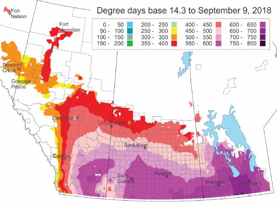 Source: Map produced courtesy of Agriculture and Agri-Food Canada s Prairie Pest Monitoring Network.