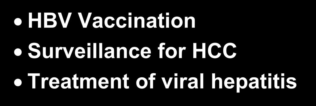 Prevention of HCC HBV Vaccination