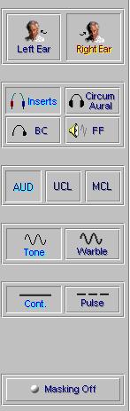 Where Are My Controls? The Audiometry control panel is designed for one icon to be selected in each row.