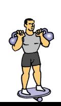 Press hand up and out laterally above head keeping wrists over the elbows and arms moving parallel to body at all times.