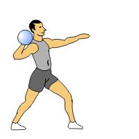 Volleyball spike with kettlebell Volleyball spike with kettlebell 1. Stand in a staggered stance and hold a kettlebell beside your head as if you are going to spike a volleyball. 2.