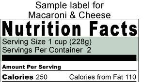 Step 1. Serving Size Definitions: Serving Size a predetermined standardized amount of food item/product.