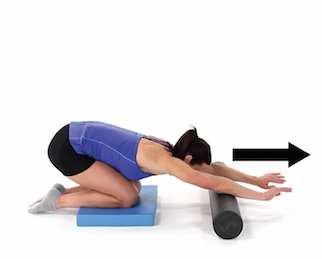 Latissimus Mobilization on Foam Roll Begin on your side with your bottom arm straight and a wrapped foam roller resting under the side of your ribcage.