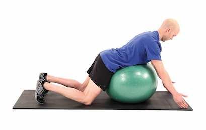 STEP 1 STEP 2 Prone Middle Trapezius Strengthening on Swiss Ball Begin on all fours with your