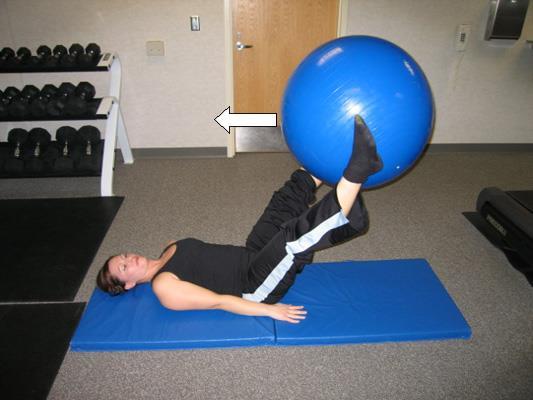 Lower legs down while keeping your abdominal muscles tight and your back straight.
