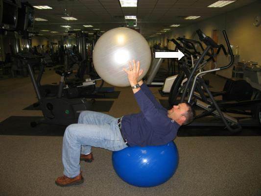 Ball Supported Overhead Reaches Lie on your back on the ball while keeping your
