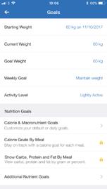 MYFITNESSPAL: SETTING NUTRITION GOALS STEP 3 Tap CALORIE & MACRONUTRIENT GOALS in the NUTRITION GOALS section.